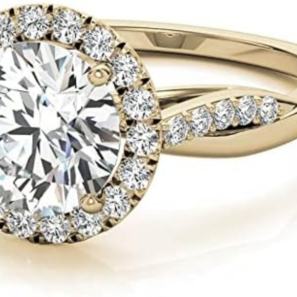 2.0 Carat -8.0mm Round Cut Moissanite Twisted Cathedral Halo Engagement Ring - Picture 6 of 7